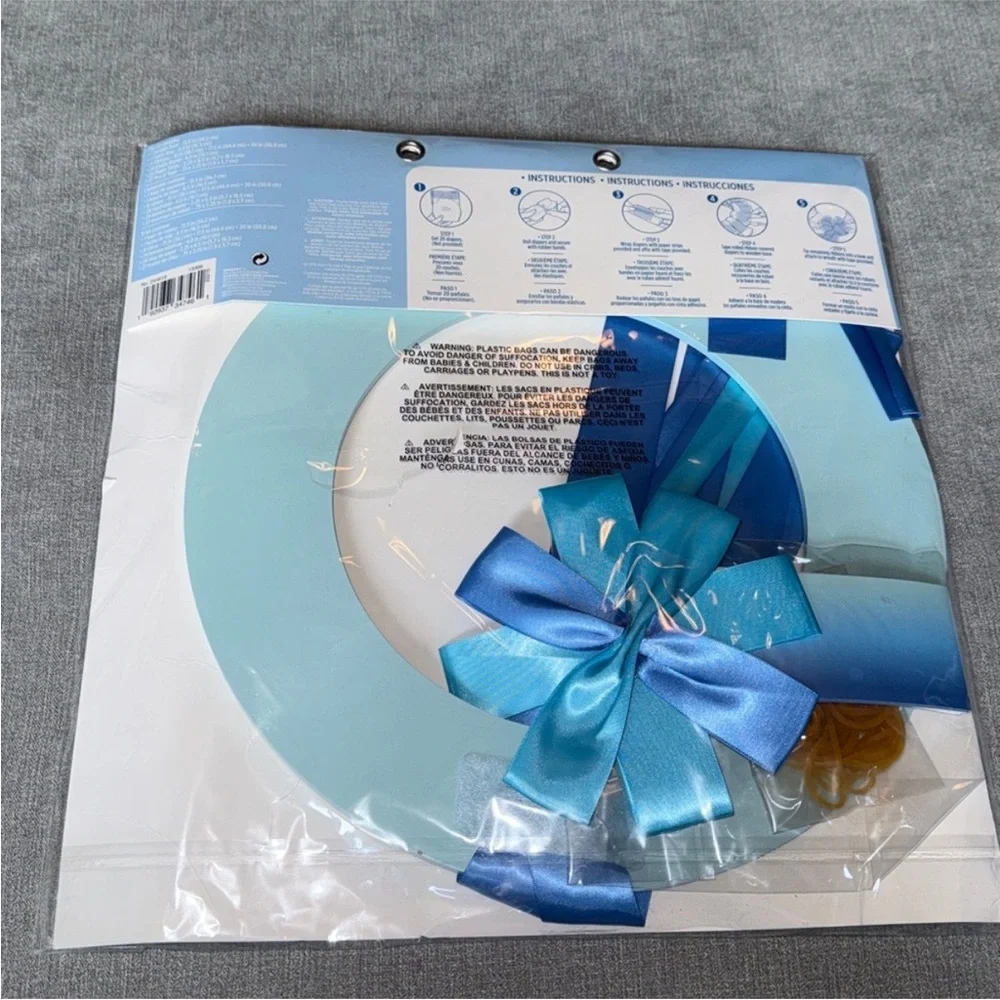 Diaper Wreath Kit with Blue Ribbon